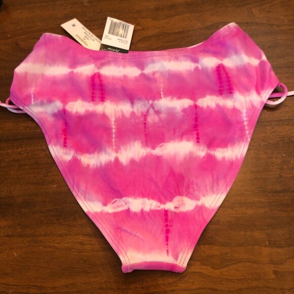 NWT CA Waves Medium High Waist Bikini Bottom Tie Dye Pink Swim Pool Beach - Picture 3 of 6